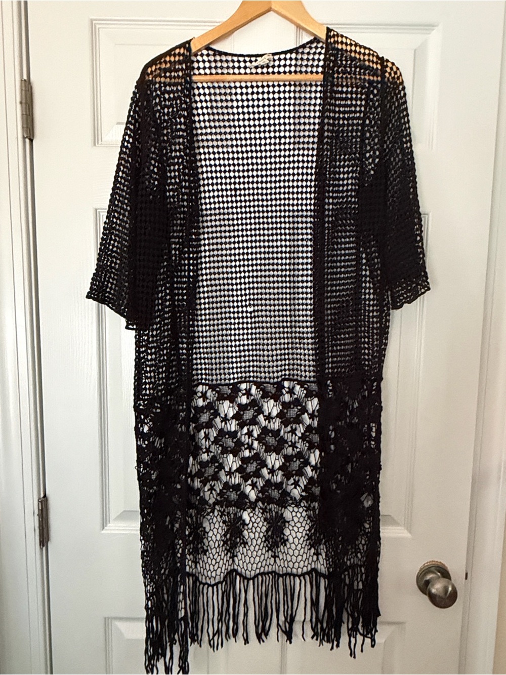 Black Crochet Fringe Swim Cover-Up